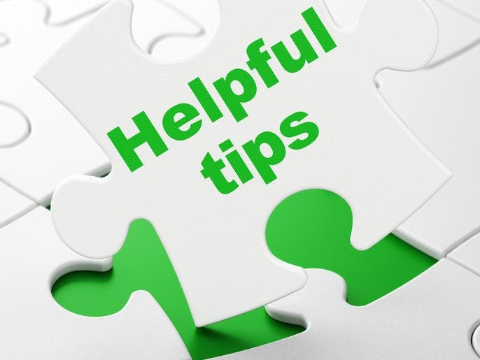 Helpful tips text on green puzzle pieces