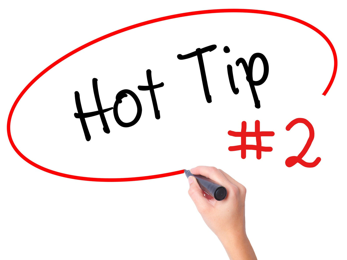 Hand writing Hot Tip number 2 on a whiteboard