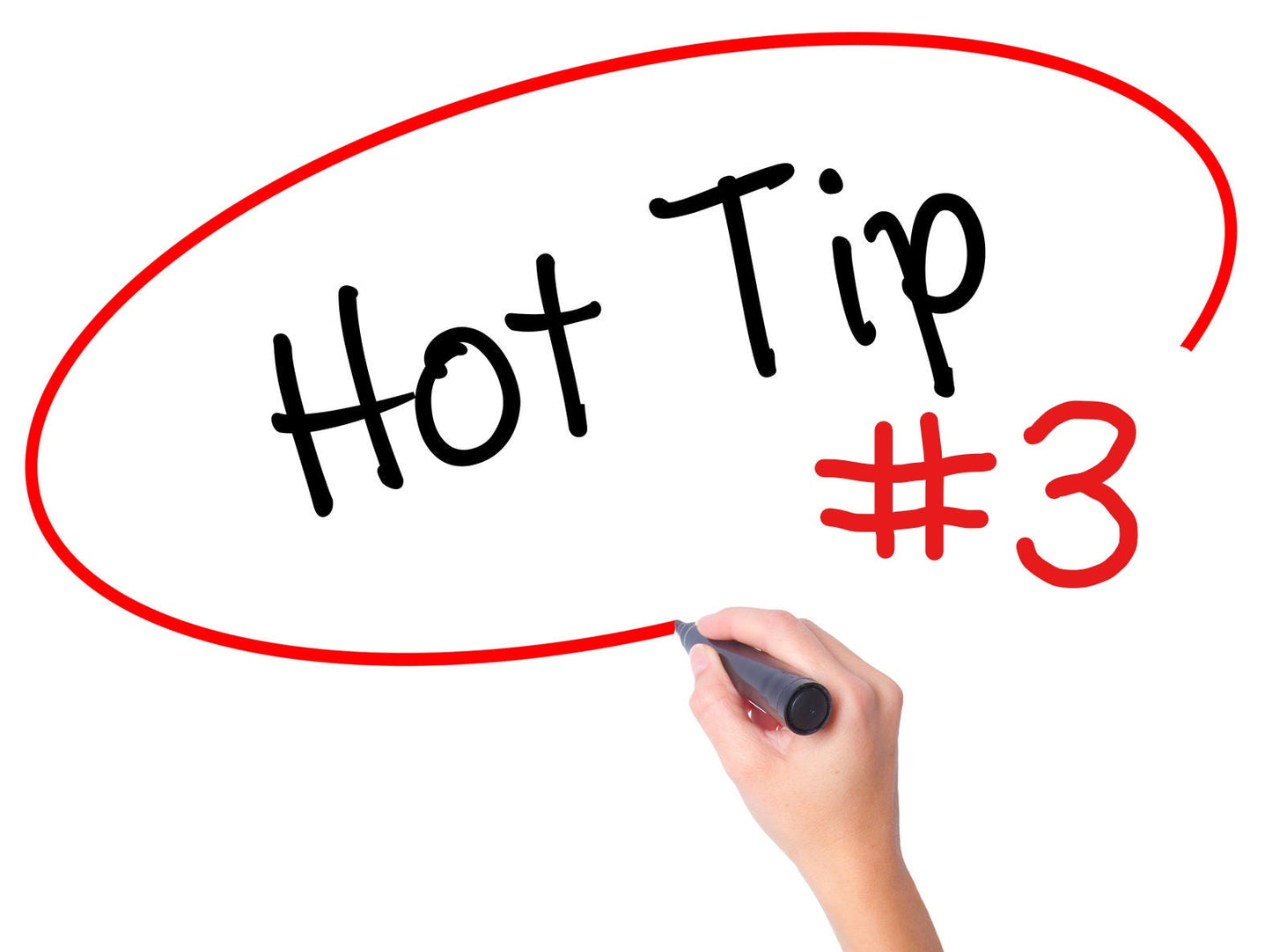 Hand writing Hot Tip number 3 on a whiteboard