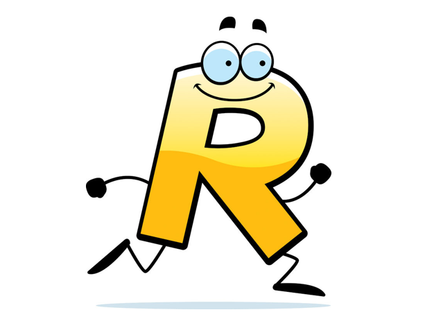 Cartoon letter R running