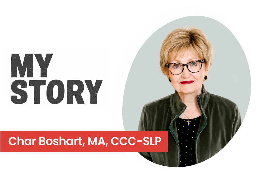 My Story graphic with Char Boshart portrait