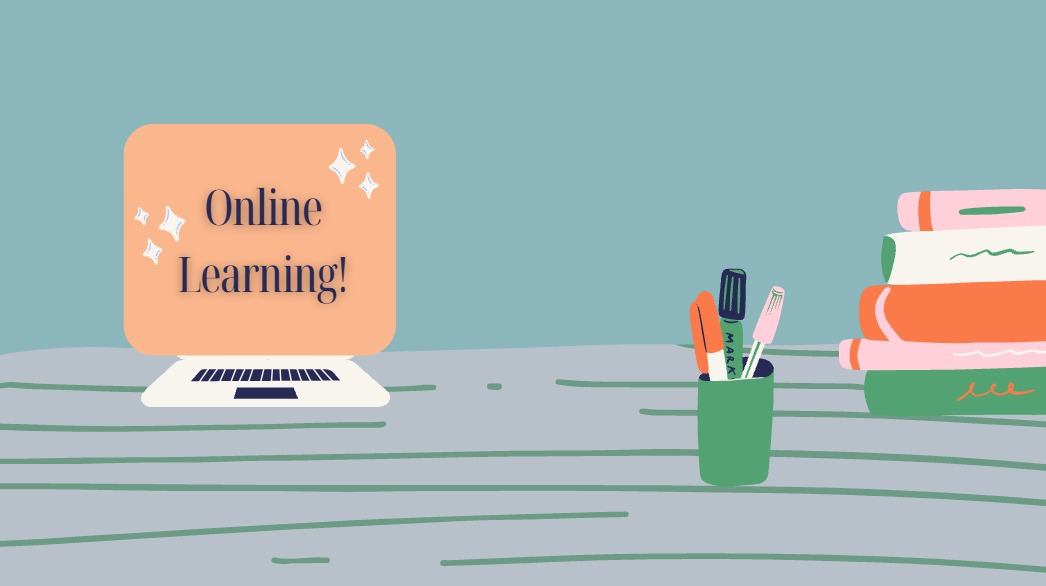 Online learning desk illustration