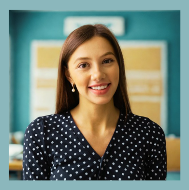 Smiling clinician in a therapy room
