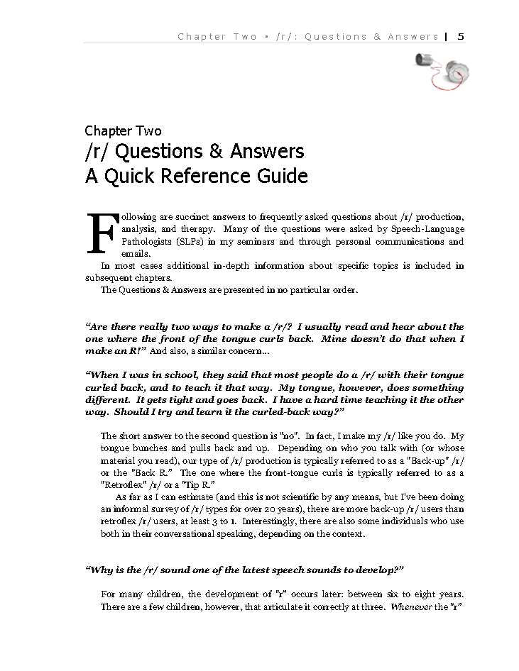 The Easy R Therapy Program questions and answers sample page 5