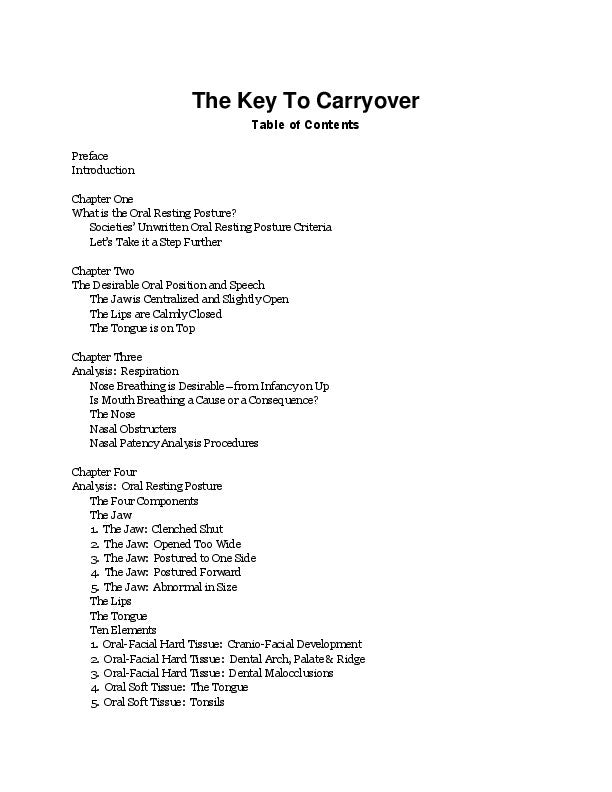The Key to Carryover: Change Oral Postures