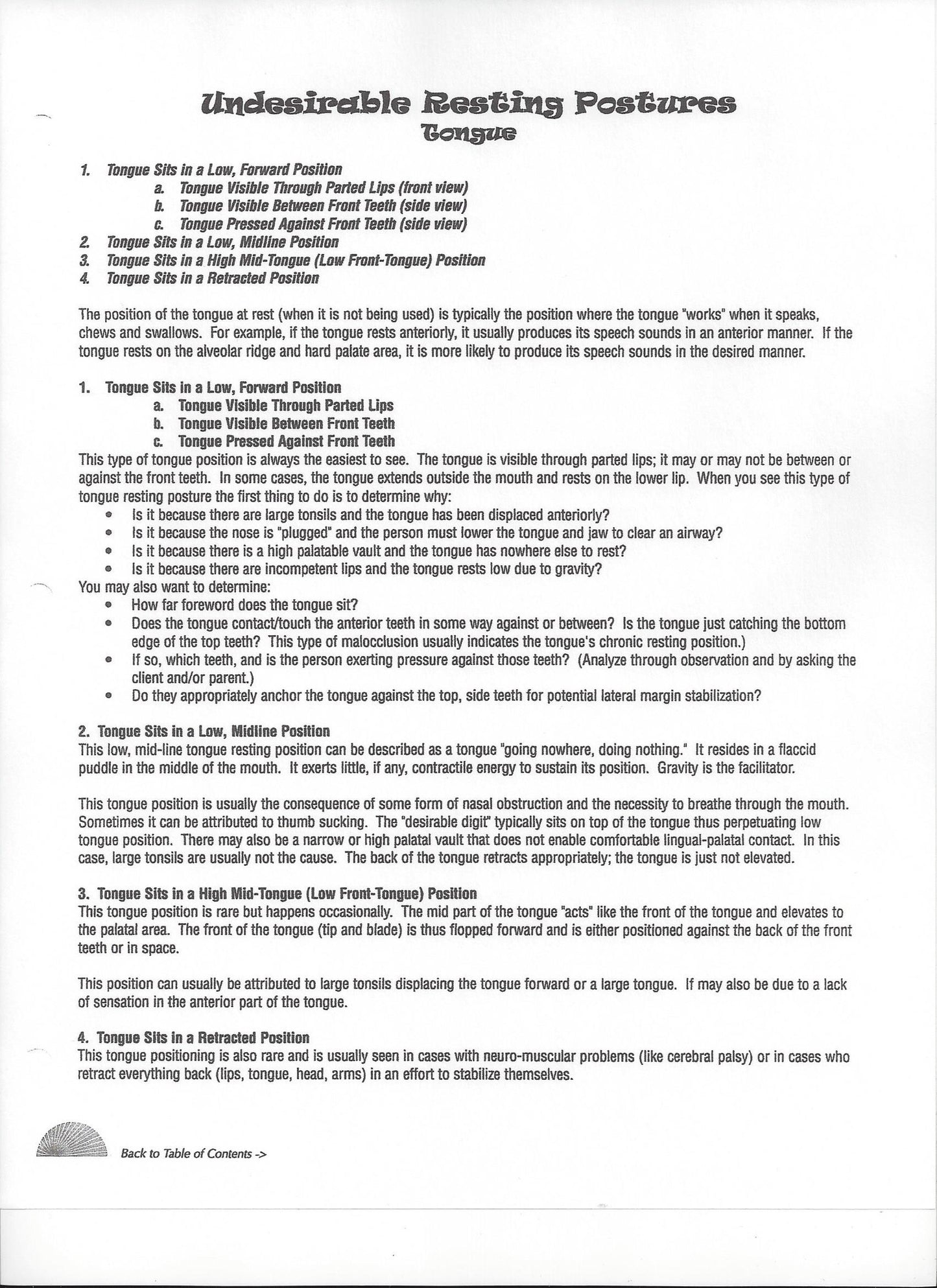 Oral-Facial Illustrations and Reference Guide (eBook) oral resting posture sample page